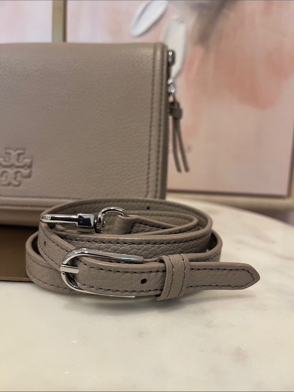 Tory Burch Taupe Pebbled Leather Crossbody - Picture 4 of 7
